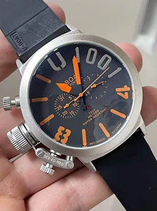 Mens Mechanical Automatic U Black Wristwatch Stainless Steel Rubber White Blue L - Picture 1 of 12