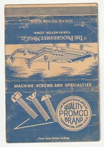 COPERTINA MATCHBOOK - PROGRESSIVE MFG. CO. - TORRINGTON CONNECTICUT - VITI PROMCO - Foto 1 di 3
