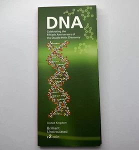 Paquete de monedas de 2 libras esterlinas 2003 cincuenta aniversario del descubrimiento del ADN BUNC - Imagen 1 de 8