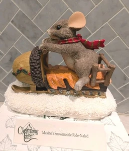 CHARMING TAILS MAXINE'S SNOWMOBILE RIDE 87612 Originalverpackt Winterschlitten Maus  - Bild 1 von 8