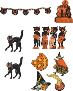 Vintage Halloween Deko Sortiment, mehrfarbig - Bild 1 von 2