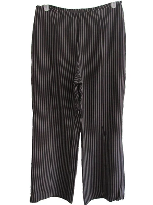 Jones New York black stripe dress pant 100% silk lined side zip high waist 14 - Image 1 of 4