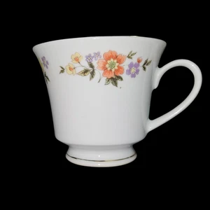 Dynasty Fine China Tassen 4er Set Floral Orange Gelb Lila Blumen Goldrand - Bild 1 von 7