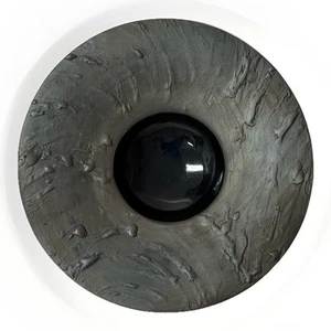 Yiri Minarki Abstract Pottery Black/grey Textured Round Art Bowl Signed 11” W - Picture 1 of 11