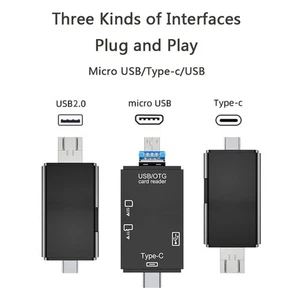 6-in-1 Durable Type-C TF-SD Card Reader OTG Adapter Mini USB 3.0 Card Reader; - Afbeelding 1 van 13