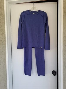 REI Kids Blue 2 Piece Baselayer Long Sleeves Unisex Large 14-16 - Picture 1 of 14