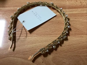 Diadema de tiara peine de boda perlas de agua dulce oro 14k retorcido Victoria Percival - Imagen 1 de 14