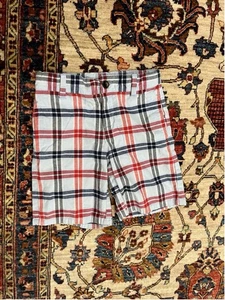 Janie & Jack St Tropez Sun Navy Blue Red Plaid Shorts Size 5 - Picture 1 of 7