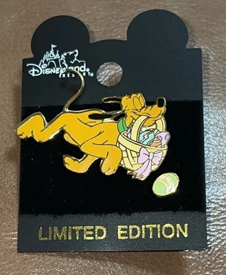 Пасхальный набор из 2 булавок Disney Pluto с пасхальными яйцами и корзиной 2001 ~ограниченный выпуск 2400 - Изображение 1 из 4