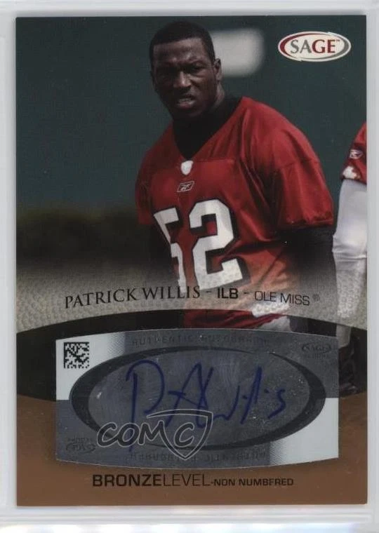 2007 SAGE Auto Football Auto Bronze Patrick Willis #A59 Rookie Auto RC HOF - Image 1 of 2