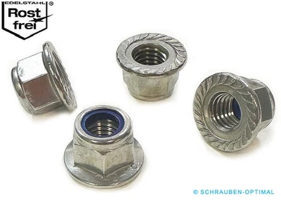 Stopmuttern m. Flansch DIN 6926 M3 M4 M5 M6 M8 M10 M12 MIT VERZAHN Edelstahl A2 - Bild 1 von 4