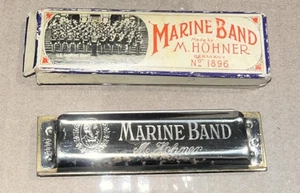 Vintage M Hohner Marine Band Harmonica #1896 Key of C w/Original Box - Picture 1 of 5