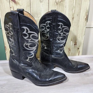 Dos De Oro Cowboystiefel Herren Größe 11 Schwarz Eidechsenleder Exotisch Western - Bild 1 von 14