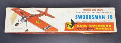 Carl Goldberg Swordsman 18 Balsa Wood R/C Control Line Model Airplane Kit G3 - Image 1 of 4