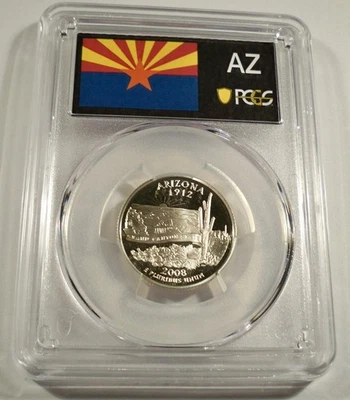 2008-S 25c SILVER PCGS PR70DCAM ARIZONA AZ QUARTER PROOF DEEP CAMEO PR 70 DC AZ - Image 1 of 4