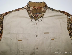 Legendary Whitetails Long Sleeve Beige Camo Canvas Dear Print Shirt Mens Size L - Picture 1 of 11
