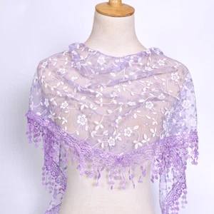 150x40 cm Para mujeres Encaje Borla Triángulo Transparente Bufanda Floral Bufandas Moda Mantones - Imagen 1 de 39