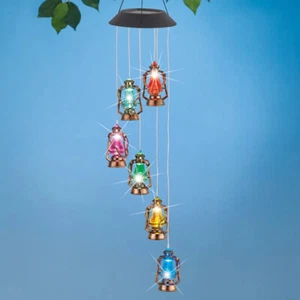 Solar LED Color Changing Lantern Mobile Wind Chime Light Hanging Garden Decor - Picture 1 of 4