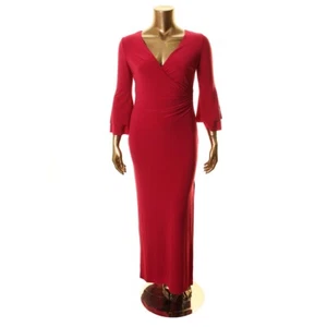 LAUREN RALPH LAUREN Women's Bell Sleeve Side Ruched Evening Maxi Dress TEDO - Picture 1 of 2