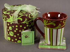 Izzy B Coffee Mug & Coaster Green & Brown in Box