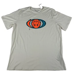 Under Armour T-Shirt Uomo XXL 2XL Beige Basket Logo Nuova con etichette - Foto 1 di 8
