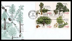 US FDC # 1764-1767a 15c American Trees Bazaar 1978, 9p6587 - Picture 1 of 1