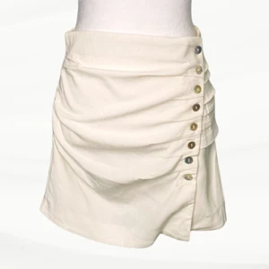 Zara Cream Pleated, Ruched, Wrap Mini Skirt with Button Closure, Size Small #084 - Picture 1 of 10