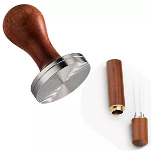 51mm Espresso Tamper with Stirrer Set Walnut Wood Coffee Press Tool Stamper w... - Picture 1 of 8
