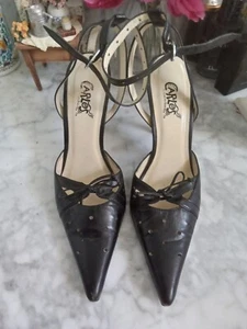 Vintage Carlos Santana Sundown schwarze spitze Riemen-Absatz-Sandalen Größe 7 M - Bild 1 von 6