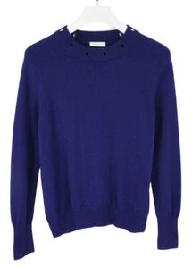 SANDRO Jumper Women's SMALL Pullover Wool Cashmere Crew Neck Knitted Blue - Picture 1 of 10