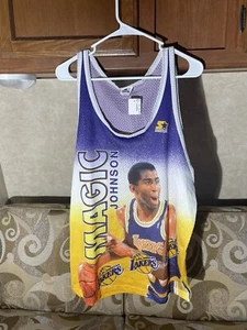Vintage 90s Los Angeles Lakers Magic Johnson All Over Printed Size XL Jersey - Picture 1 of 3