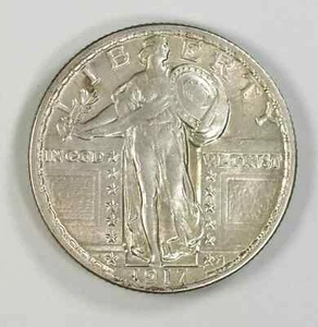 1917 Standing Liberty Quarter 25C tipo 2 canales Bu a elección brillante unc (6815) - Imagen 1 de 2