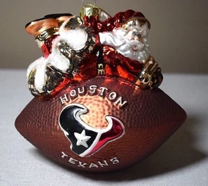 Houston Texans Weihnachtsschmuck mundgeblasenes Glas Fußball & Santa Halbzeithelden - Bild 1 von 4