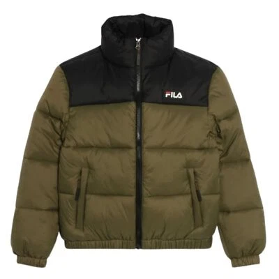 FILA Piumino bambino ragazzo bicolor nero/verde militare zip 10 14 16 anni - Immagine 1 di 2