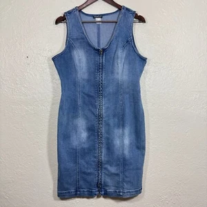 Venus Denim Jean Dress 16 Zipper Distressed 90s Y2K Style Festival Grunge Street - Picture 1 of 13
