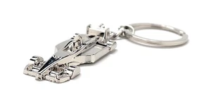 Formel 1 Rennwagen Schlüsselanhänger Silber Metall F1 Style Schlüsselring Autorennen Geschenk Papa - Bild 1 von 5