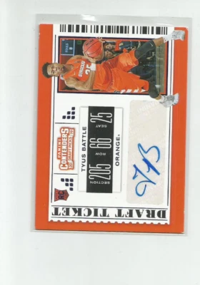 2019-20 CONTENDERS DRAFT PICKS DRAFT TICKET BLUE FOIL #115 TYUS BATTLE  AUTO - Image 1 of 2