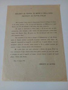 VOLANTINO UMBERTO DI SAVOIA AI GRUPPI DI COMBATTIMENTO PER LA LIBERAZIONE 1945 - Imagen 1 de 1