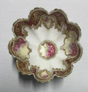 NORITAKE NIPPON PORCELLANA DIPINTA A MANO MOTIVO ROSA 3 PIEDI 5,5”D 1891-1915 CIOTOLA - Foto 1 di 7