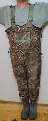 Chest Waders W Boots, Woods Real Tree Neoprene Waterproof Insulated Men's Sz 9 - Image 1 of 4