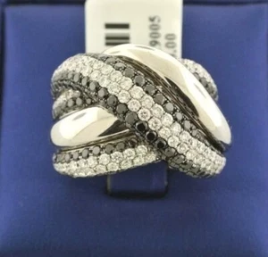 18k White Gold 4.45 CT Black & White Diamond Ladies Ring, 19.2gm, Size 7, S10460 - Picture 1 of 7