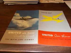 1950s United Airlines Vintage Route Map Travel Booklet / Very Nice !! - Picture 1 of 4