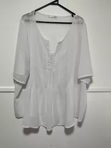 Plus Size 22 White Short Sleeve Regatta Sheer Pleated Polyester Top Blouse - Picture 1 of 8