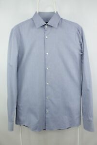 Hugo Boss Slim Fit Geometric Print Blue Cotton Dress Shirt Men's Size: 38/15 S-M