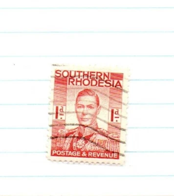 SOUTHERN RHODESIA SC43 1p KING GEORGE VI Rojo USADO Foto 1 de 4