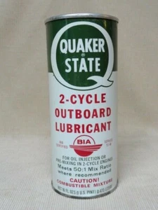 QUAKER STATE Outboard Motor Oil Can 2 Cycle 16 oz Unopened Metal Pull Tab Top - Picture 1 of 11
