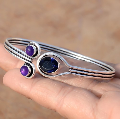 VALENTINO Bracciale Tradizionale Argento Sterling 925 Bracciale Ovale Tanzanite & Ametista