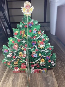 Vintage Christmas Die Cut SUZY SPAFFORD 1986 Table top TREE w Message Doors - Picture 1 of 9