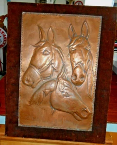 Copper Art 3 Horses Wall Decor Large 21"x14": Artist Signed - Picture 1 of 11