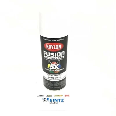 KRYLON 2764 MATTE WHITE All-In-One Fusion Paint & Primer - No-Peel - 12 oz - Image 1 of 3
